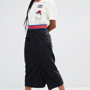 Adidas embellished art elastic waist midi skirt